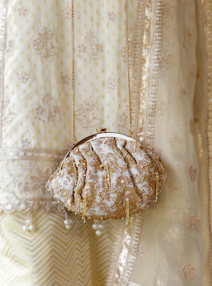 ZAYANA Gold Gleam Soft Pouch Bag