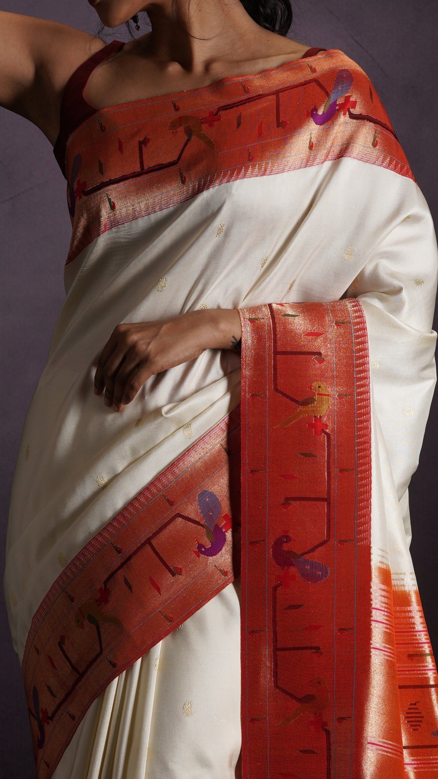 ZAYANA – Saffron Bloom | Paithani Silk Saree