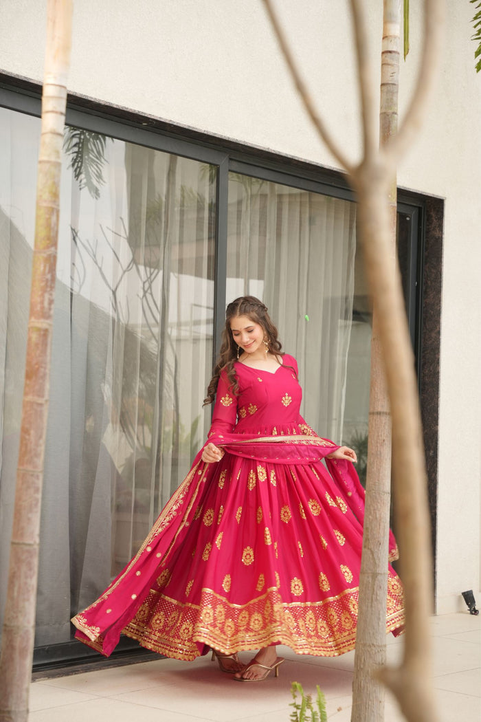 Zayana – Luxurious Star Georgette Sequins Embroidered Gown with Dupatta