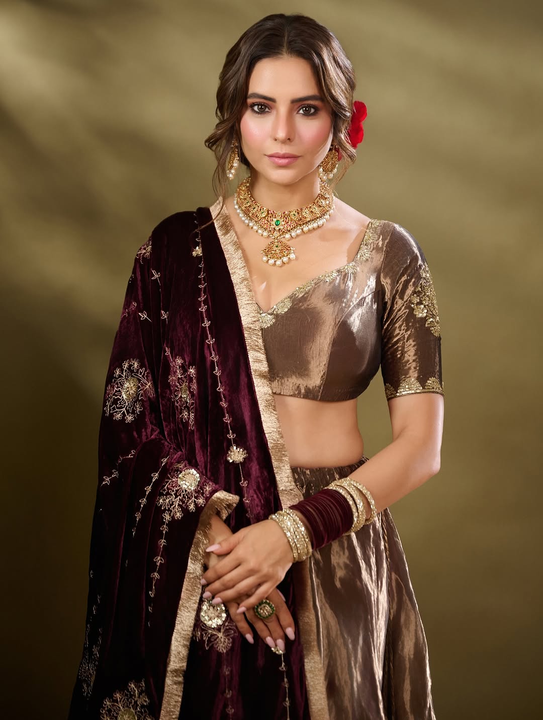 Zayana Royale – Designer Velvet & Silk Embroidered Bridal Lehenga Choli