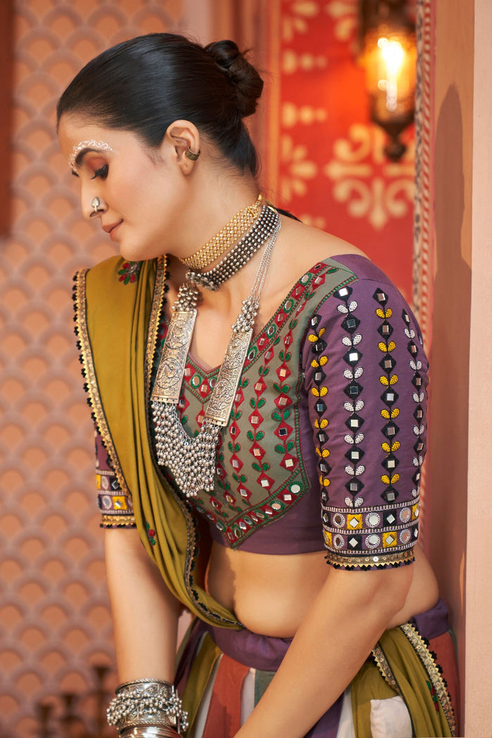 Zayana – Multi-Color Embroidered Lehenga Choli with Mirror Work for Navratri