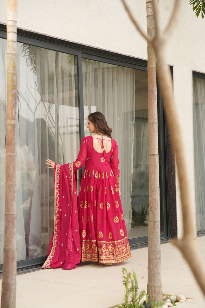 Zayana – Luxurious Star Georgette Sequins Embroidered Gown with Dupatta