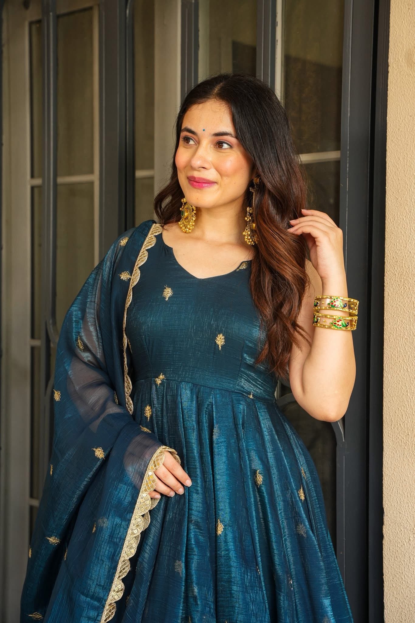 Zarkaar Organza Shimmer Suit Set – Sheer Grace, Subtle Radiance