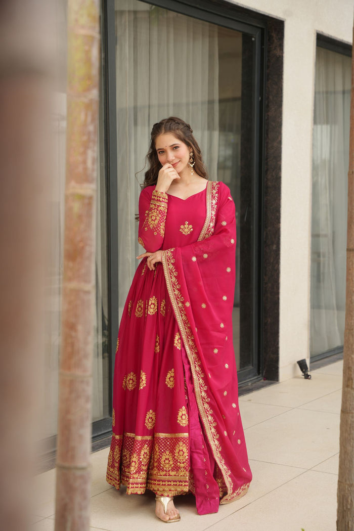 Zayana – Luxurious Star Georgette Sequins Embroidered Gown with Dupatta