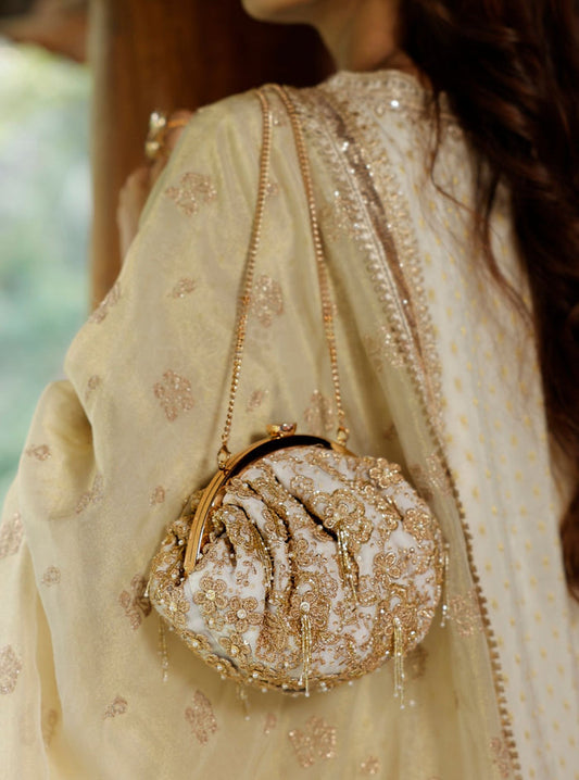 ZAYANA Gold Gleam Soft Pouch Bag