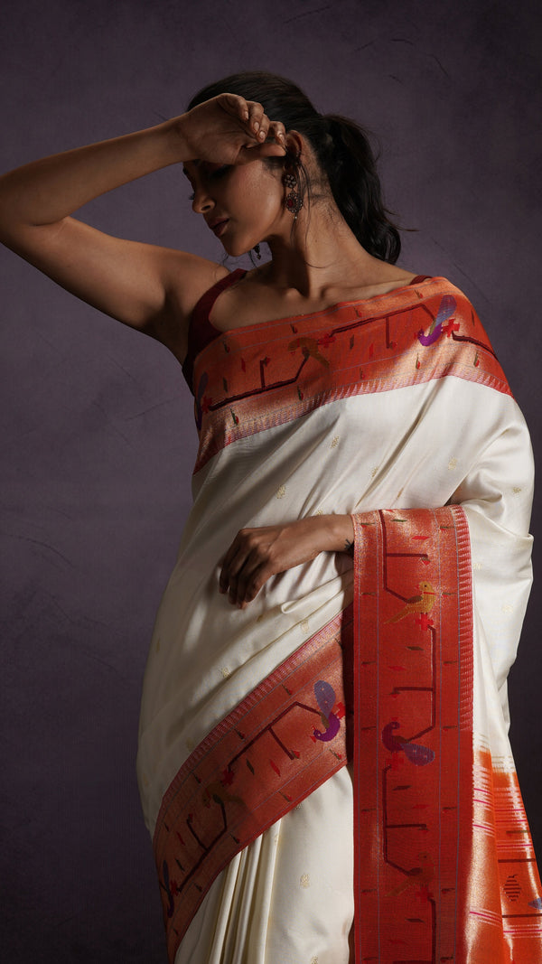 ZAYANA – Saffron Bloom | Paithani Silk Saree