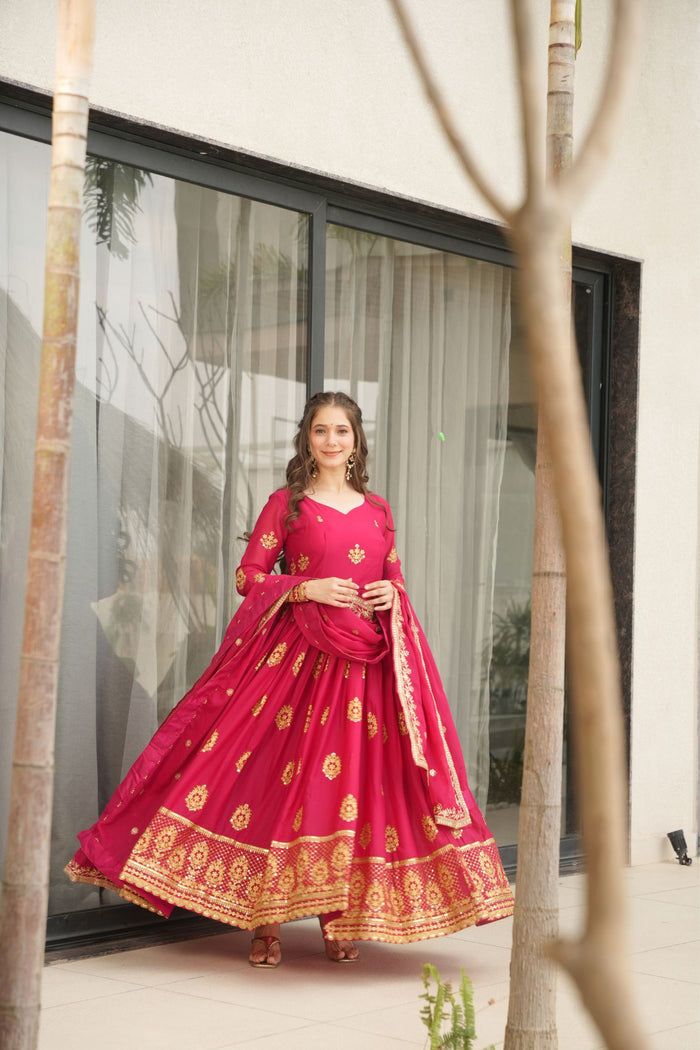Zayana – Luxurious Star Georgette Sequins Embroidered Gown with Dupatta