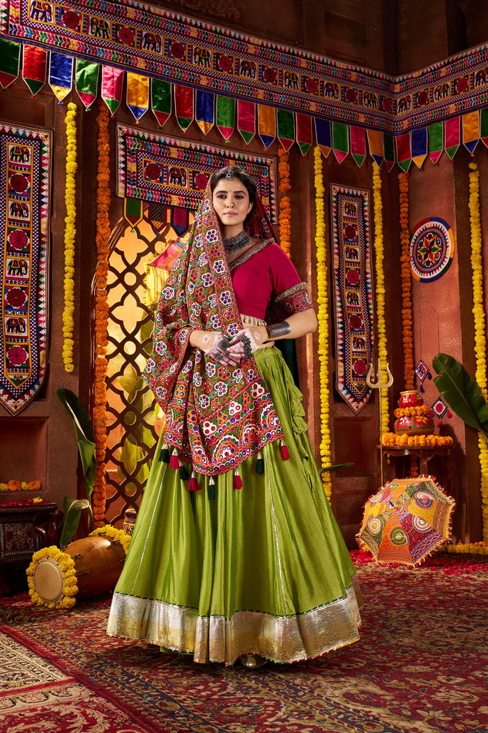 Zayana – Fluorescent Green Stylish Designer Navratri Special Lehenga Choli