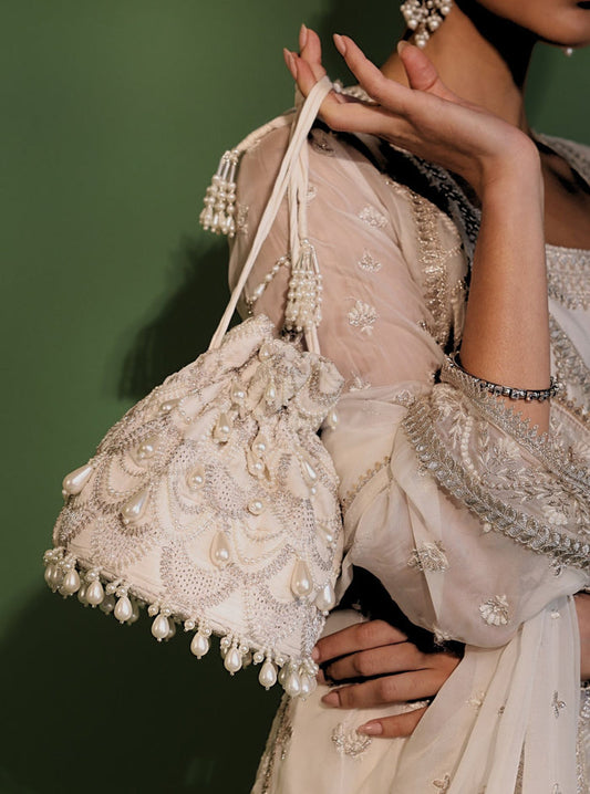 ZAYANA White Luxe Soft Pouch Bag