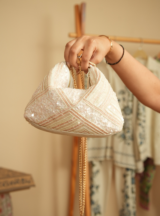 Glow White & Pink Handbag – Soft Charm, Bold Statement