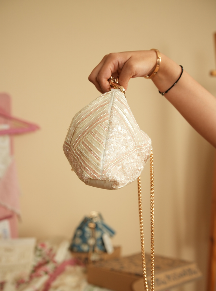 Glow White & Pink Handbag – Soft Charm, Bold Statement