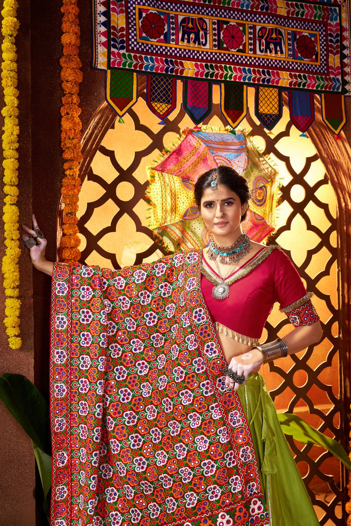 Zayana – Fluorescent Green Stylish Designer Navratri Special Lehenga Choli