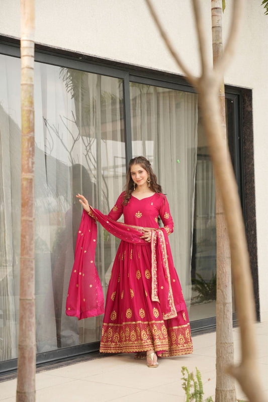 Zayana – Luxurious Star Georgette Sequins Embroidered Gown with Dupatta