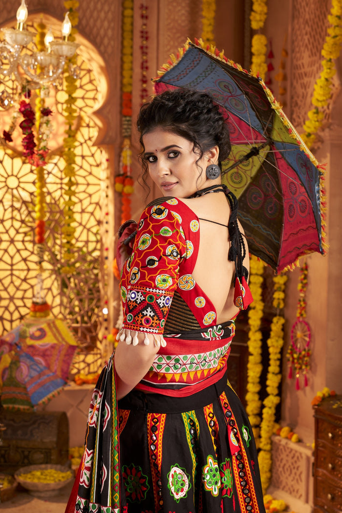 Zayana – Black Designer Organic Cotton Stylish Navratri Lehenga Choli Set