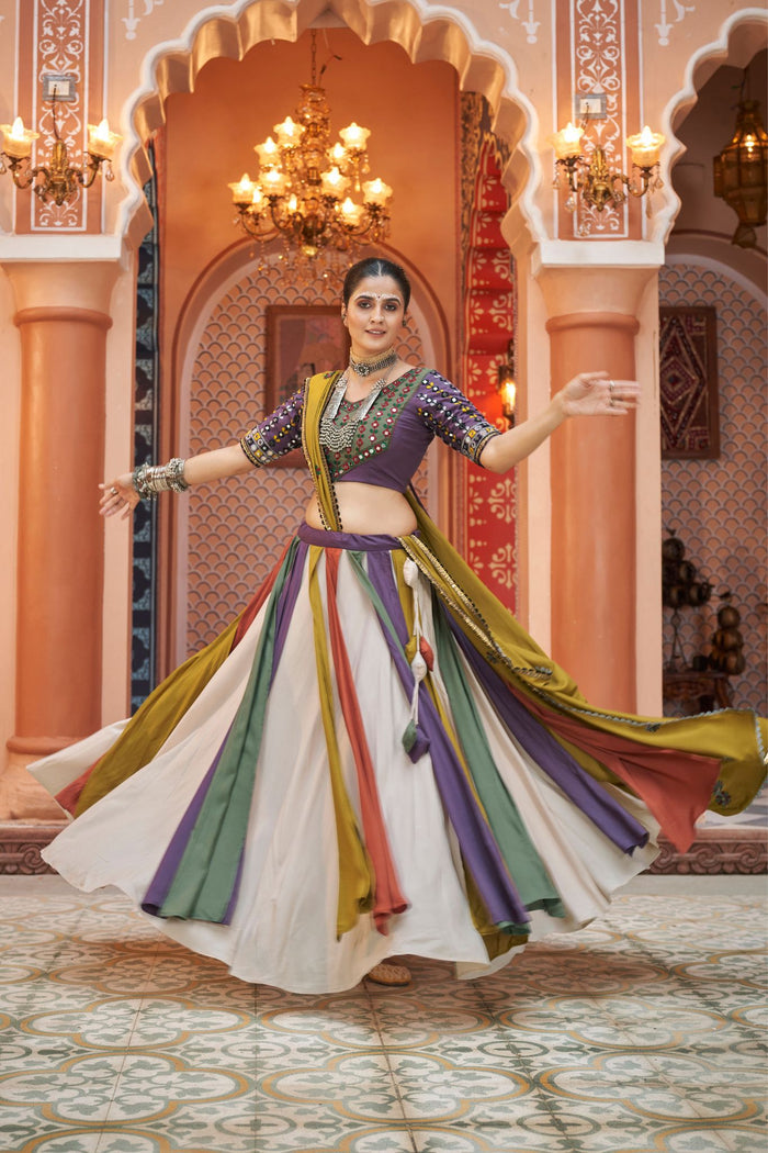Zayana – Multi-Color Embroidered Lehenga Choli with Mirror Work for Navratri