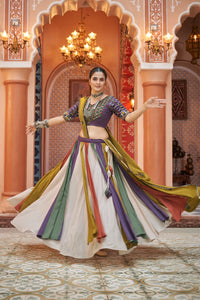 Zayana – Multi-Color Embroidered Lehenga Choli with Mirror Work for Navratri