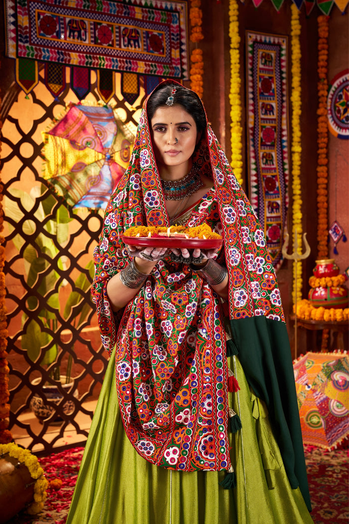 Zayana – Fluorescent Green Stylish Designer Navratri Special Lehenga Choli
