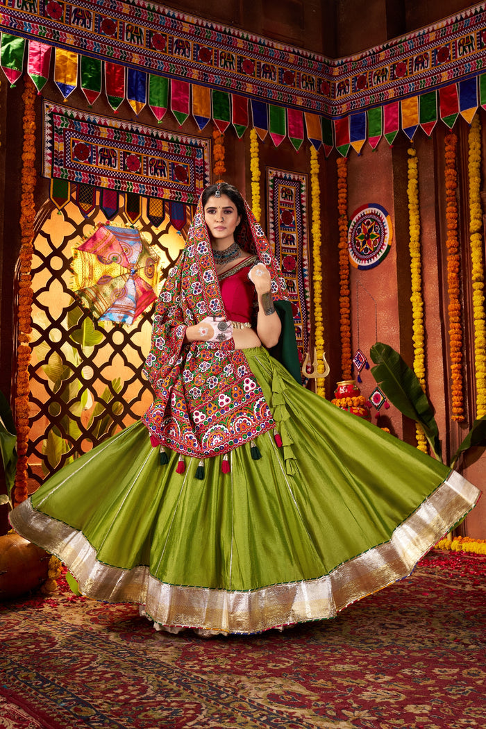 Zayana – Fluorescent Green Stylish Designer Navratri Special Lehenga Choli