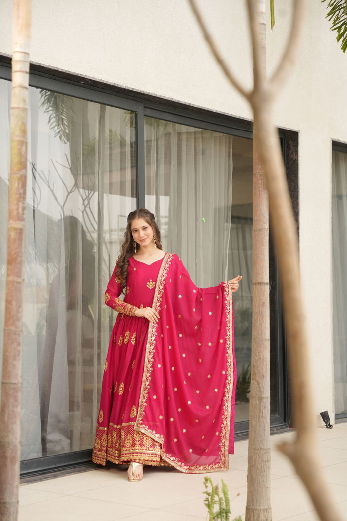 Zayana – Luxurious Star Georgette Sequins Embroidered Gown with Dupatta