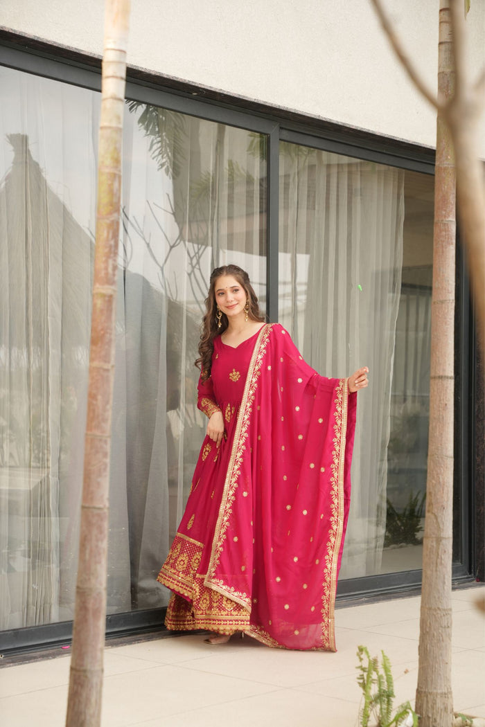 Zayana – Luxurious Star Georgette Sequins Embroidered Gown with Dupatta