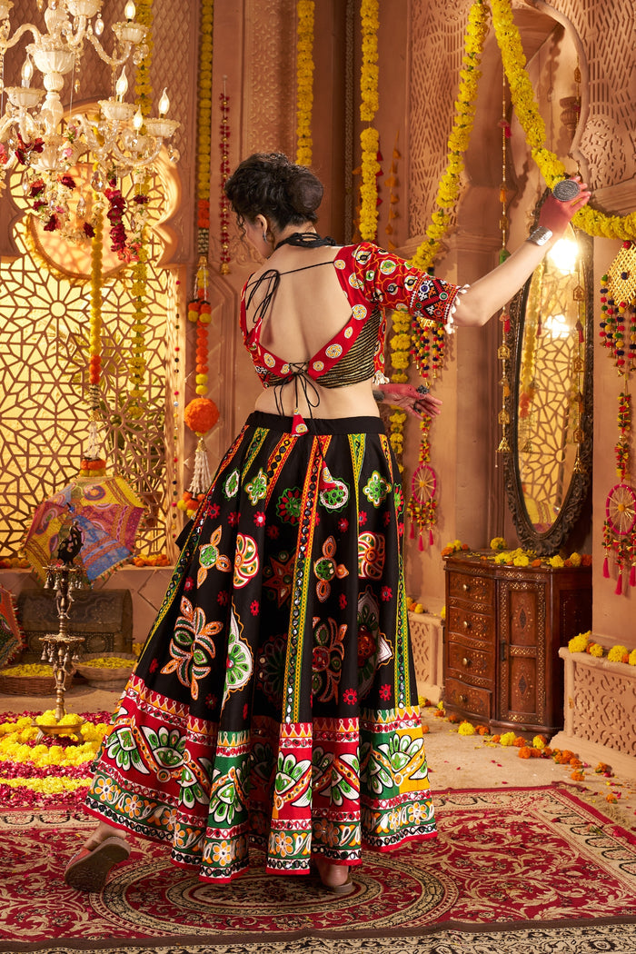 Zayana – Black Designer Organic Cotton Stylish Navratri Lehenga Choli Set