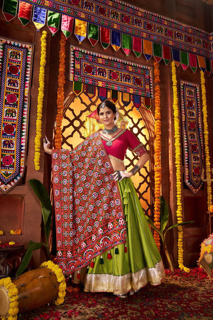 Zayana – Fluorescent Green Stylish Designer Navratri Special Lehenga Choli