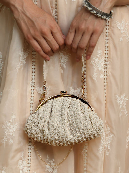 ZAYANA White Luxe Soft Pouch Bag