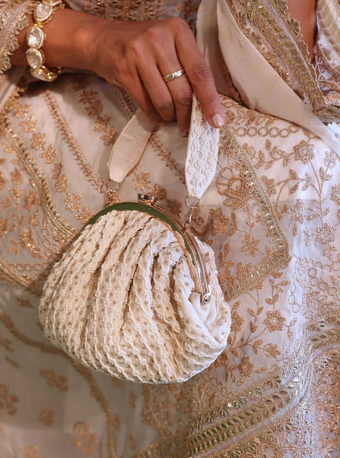 ZAYANA White Luxe Soft Pouch Bag