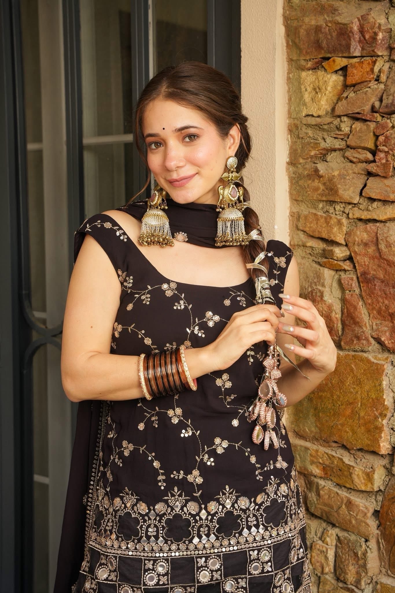 Mirzaa Brown Sharara Set – Bold Grace, Rooted in Tradition