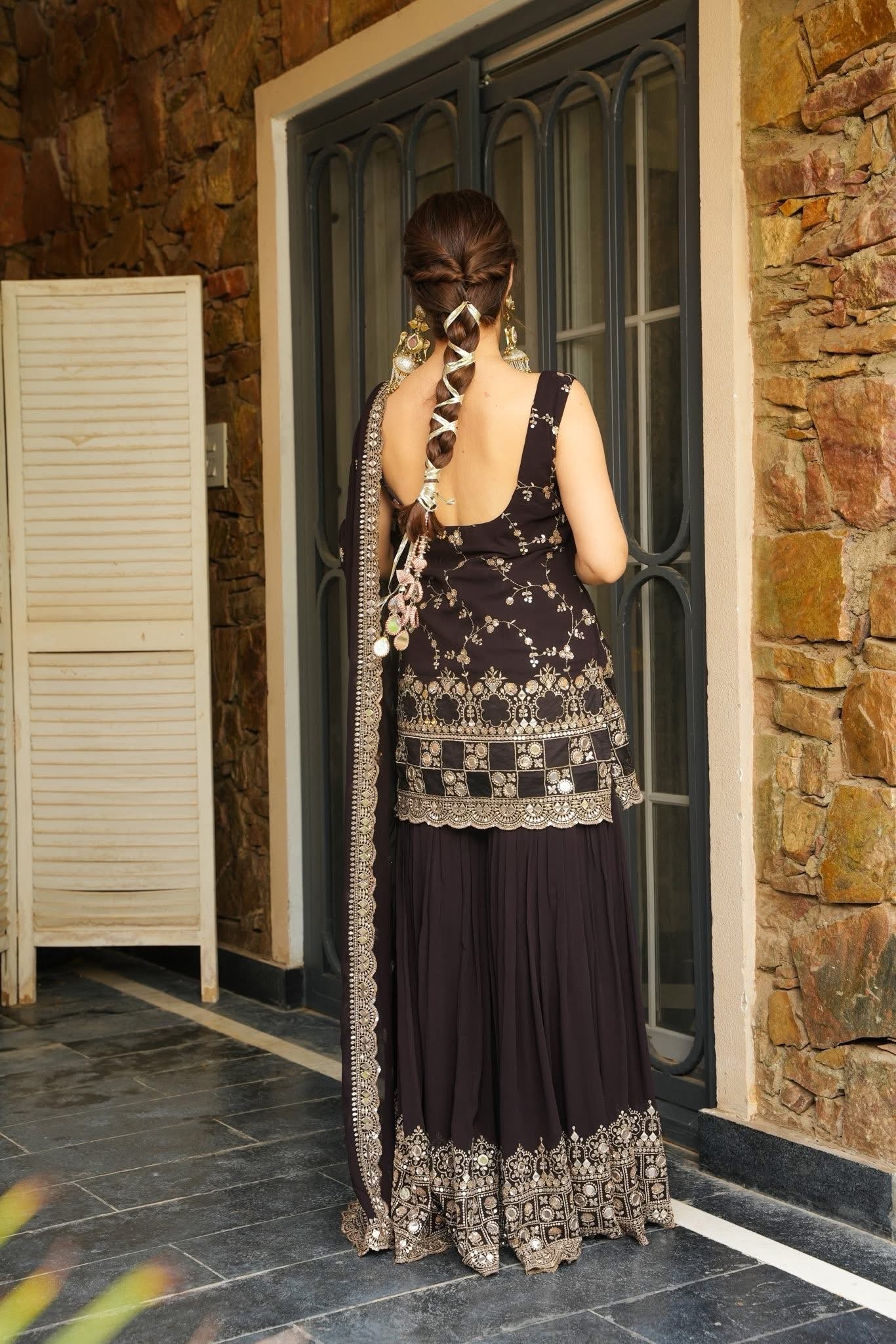 Mirzaa Brown Sharara Set – Bold Grace, Rooted in Tradition