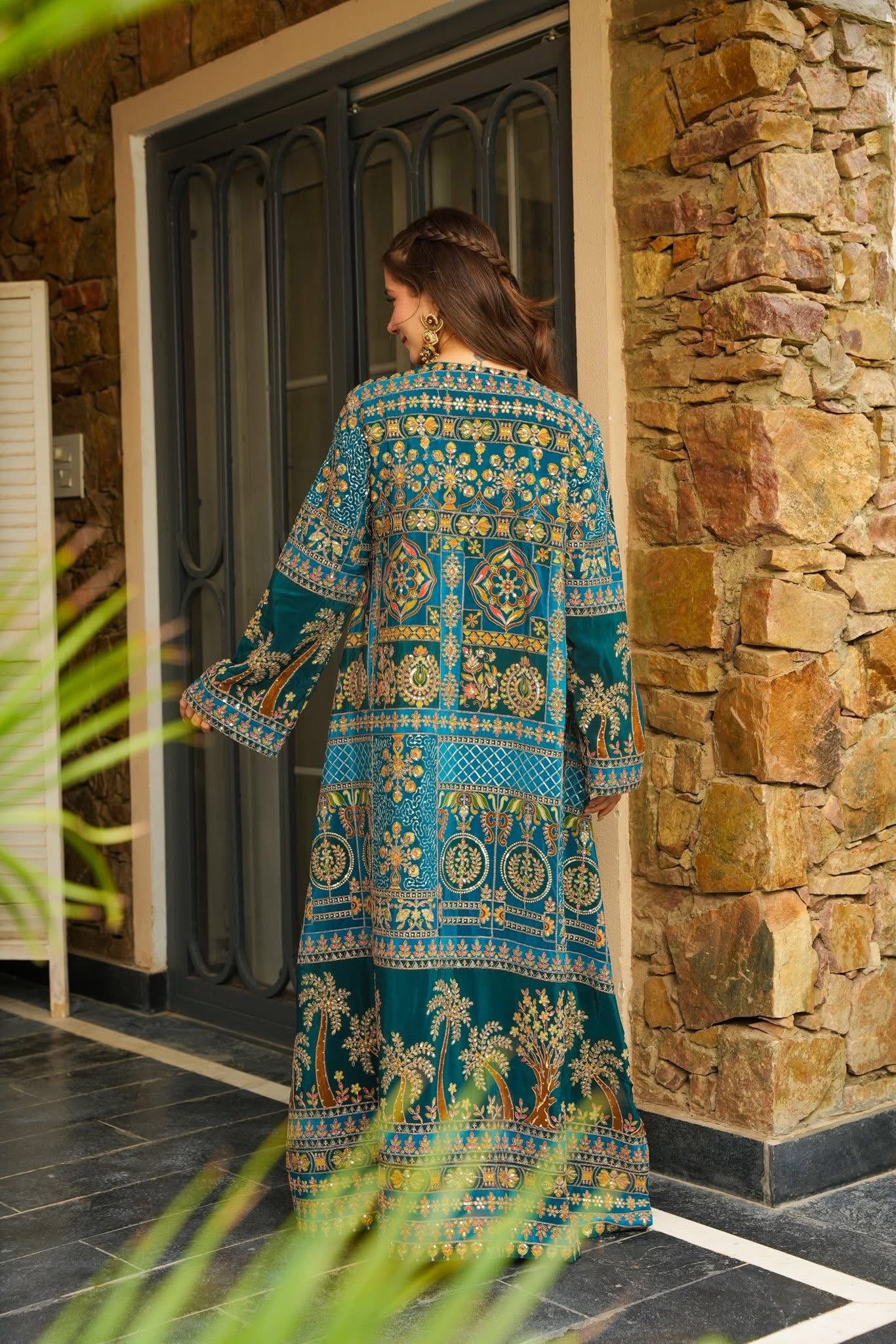 Teal Taj Ethnic Maxi Dress – Royal Hues, Effortless Grace