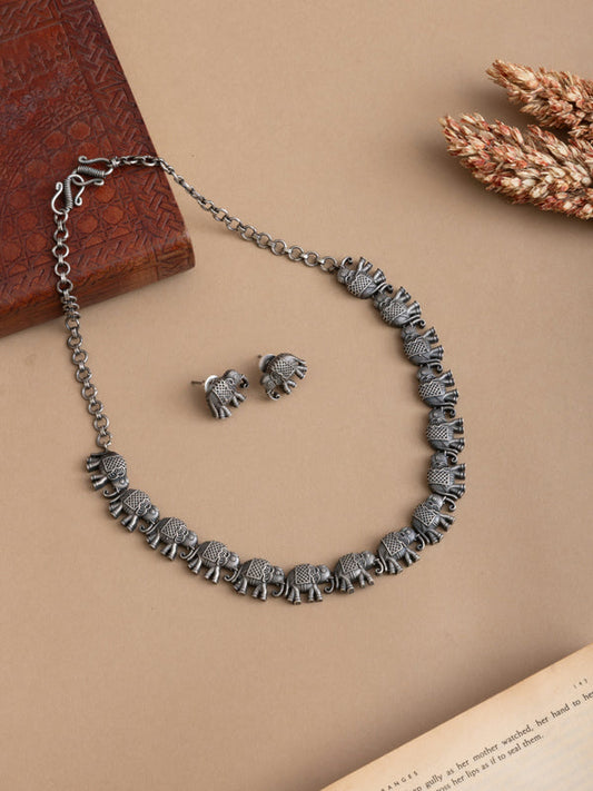 Zayana – Antique Elephant Choker Necklace