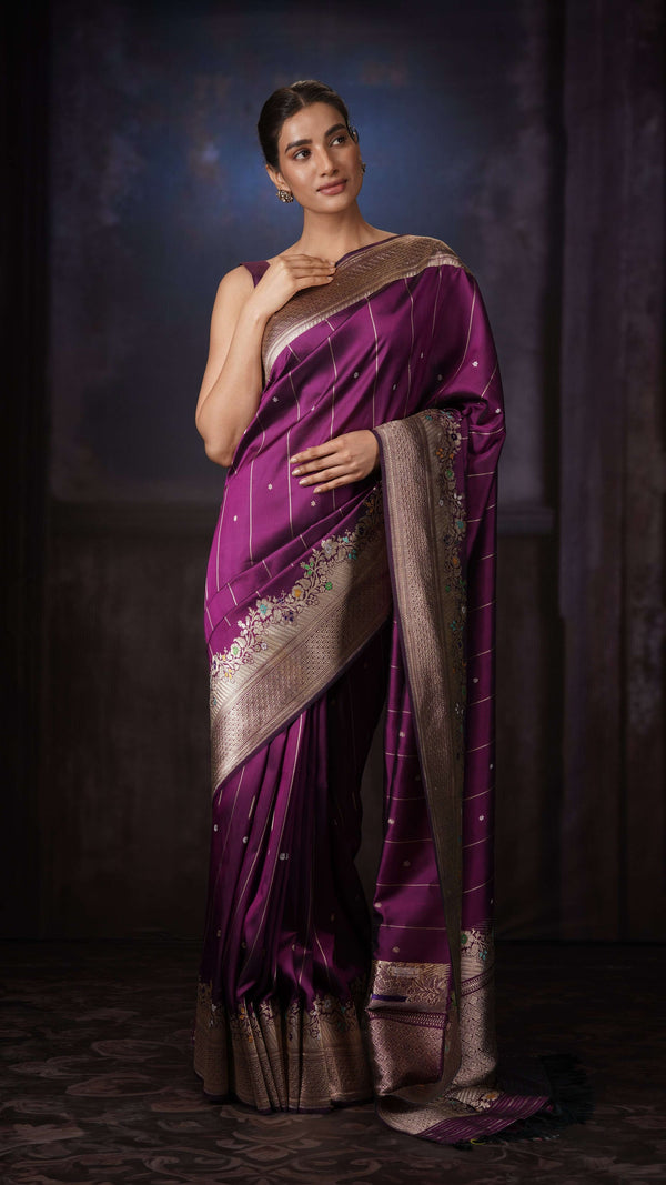 ZAYANA – Plum Serenity | Banarasi Silk Saree