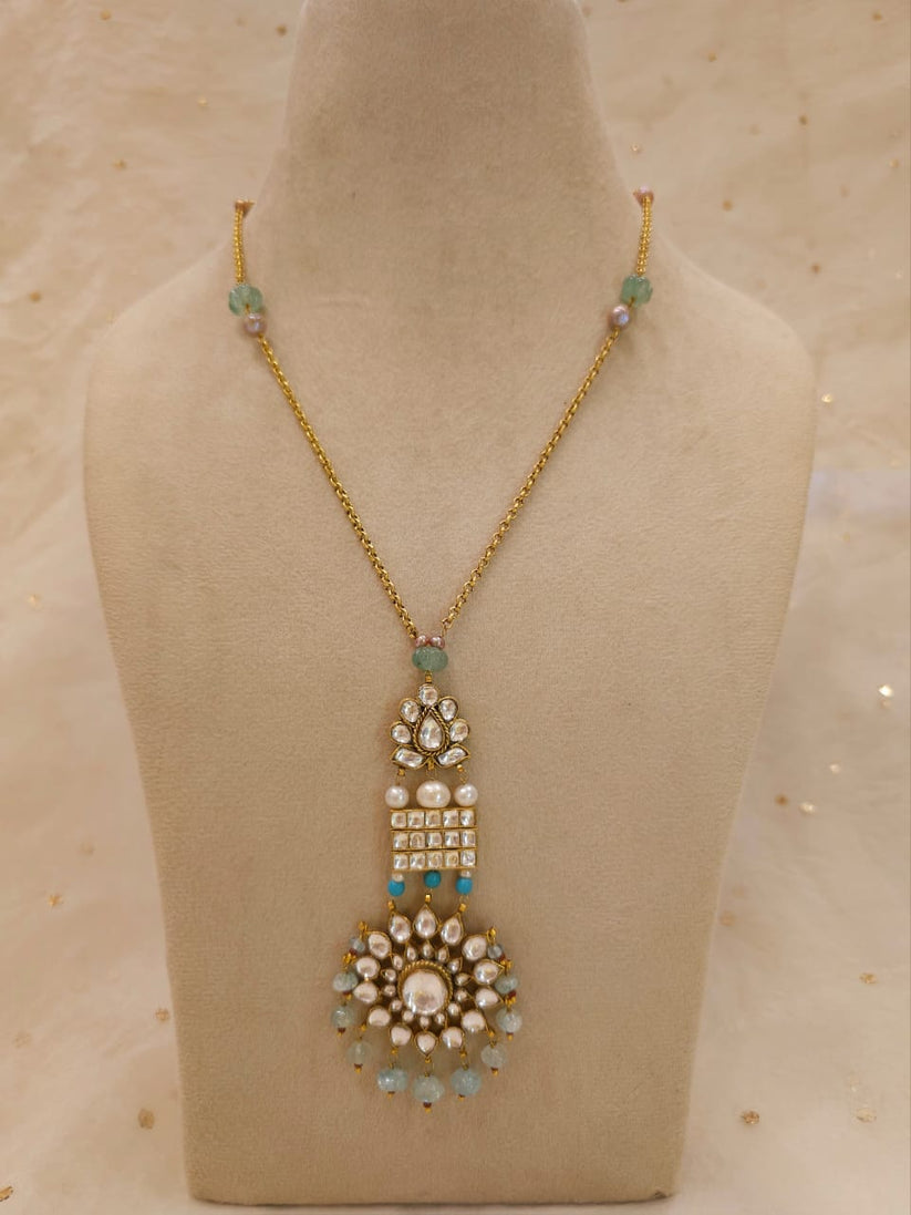 Aqua Season Gem Drape Necklace – By ZAYANA