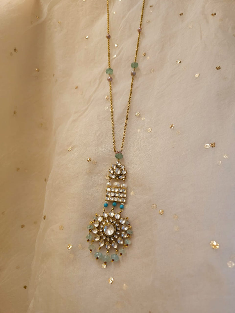 Aqua Season Gem Drape Necklace – By ZAYANA